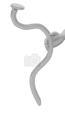 3d rendu de personnage de bande dessinée avec ongle courbé 