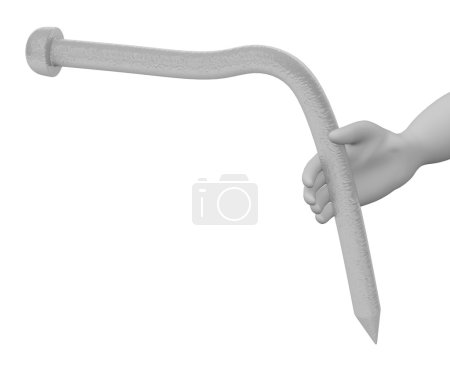 3d rendu de personnage de bande dessinée avec ongle courbé 