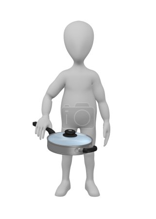 3d rendu de personnage de dessin animé avec pot 