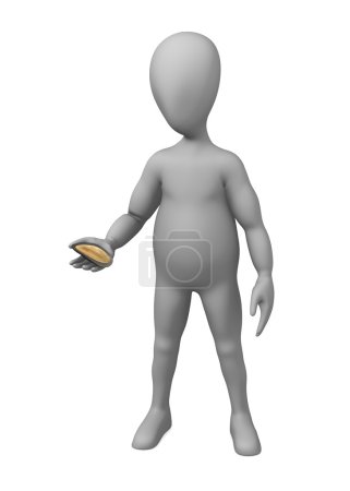 3d rendu de personnage de dessin animé avec coquille 