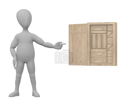 3d rendu de personnage de dessin animé avec boîte à briques 