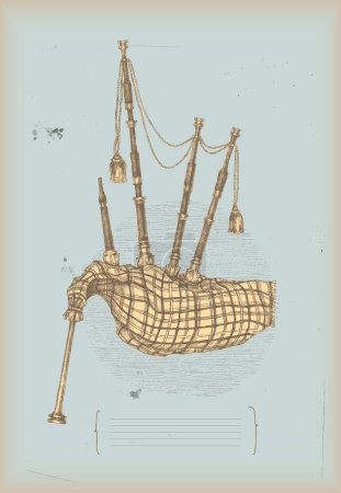 Dessin à cornemuse instrument traditionnel 